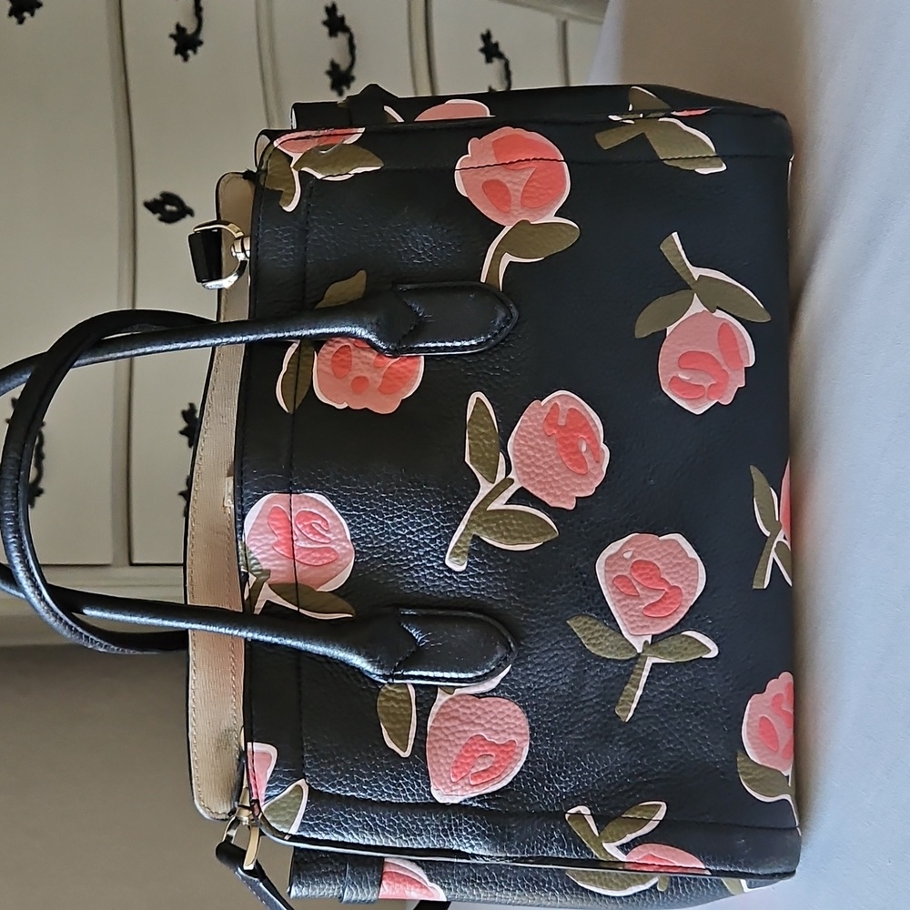 Kate Spade Black and Pink Floral Satchel - Picture 2 of 9